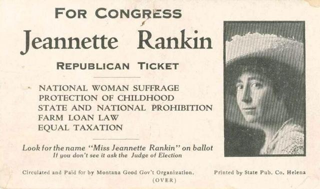 Jeanette Rankin, the first woman elected to US Congress, was interviewed by OHC in 1972
