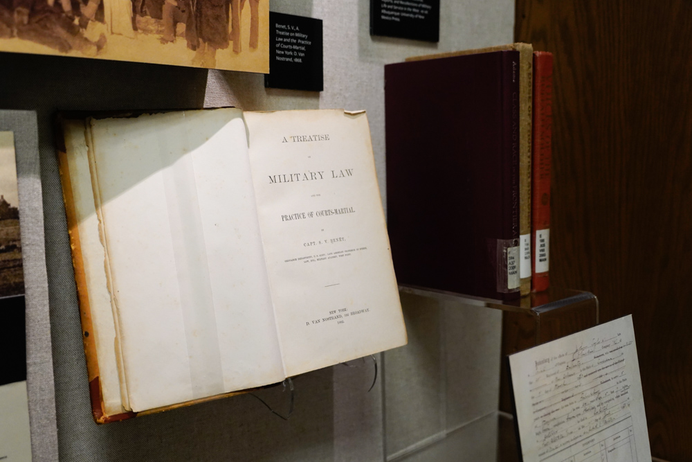 Nicholas Eskow's paper, "Sympathy for the Loss of a Comrade" is the subject of this semester’s rotating Library Prize Exhibit, located on the second floor of Doe, photographed on May 29, 2019. (Photo by Jami Smith for the UC Berkeley Library)