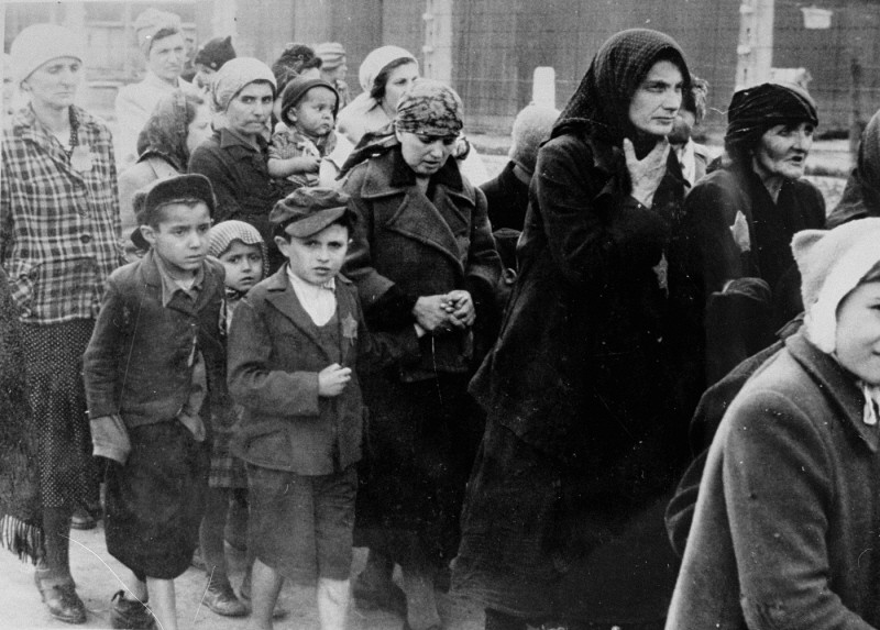 Women and children on the way to gas chambers