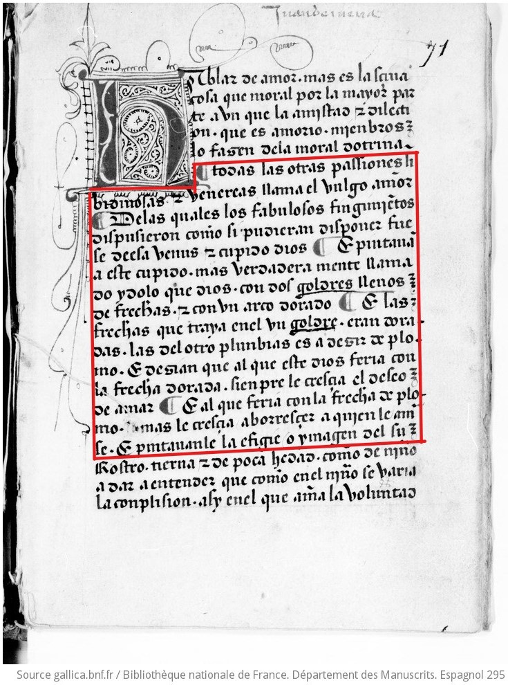 Bibliothèque national de France, Ms. Espagnol 295, f. 71r