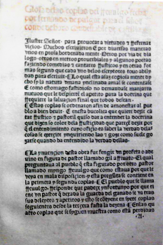 Primer folio Coplas de Mingo Revulgo