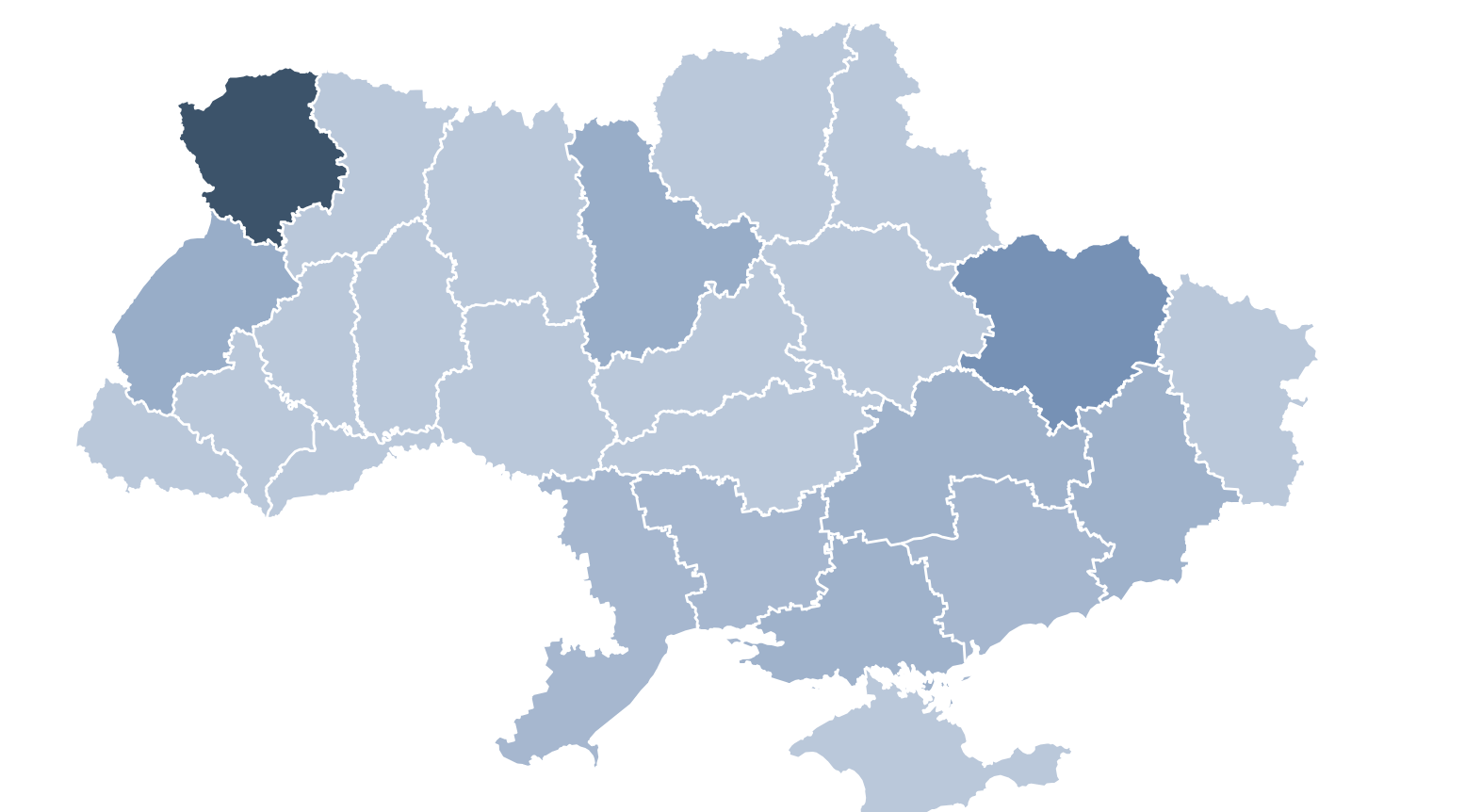 An interactive map of Ukraine on the Svidok's website.