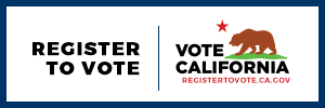 small logo promoting voter registration on the registertovote.ca.gov California government website. 