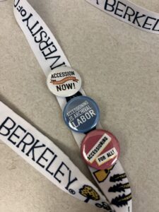 Lanyard with buttons created at the Accessioning Best Practices Symposium at the SAA Annual Meeting, 2024