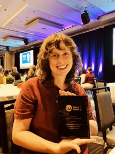 Bancroft Library Accessioning Archivist Jaime Henderson with SAA Council Exemplary Service Award