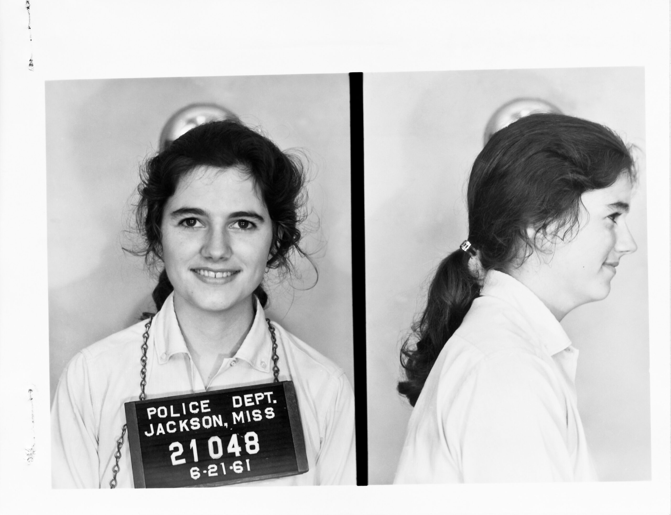 Photo of Mimi Feingold Real posing for mug shot in Jackson, Mississippi.