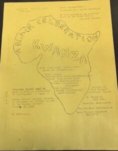 Yellow flyer celebrating Kwanzaa