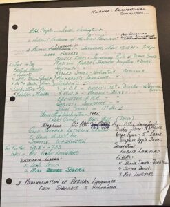 Notes on notebook paper re: an Kwanza Organizational Committee meeting in Seattle