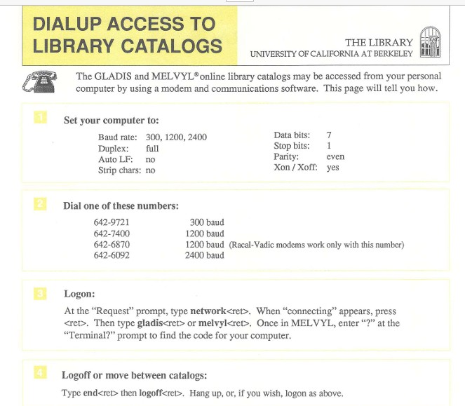 DialUp Access handout; PDF available at https://tinyurl.com/LNC-Historical