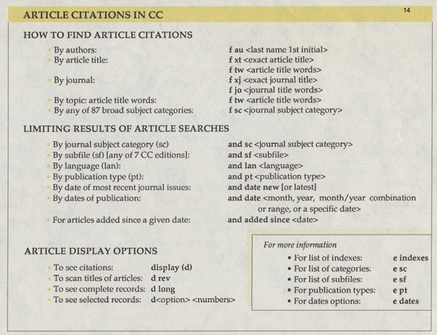 Finding Article Citations handout; PDF available at https://tinyurl.com/LNC-Historical